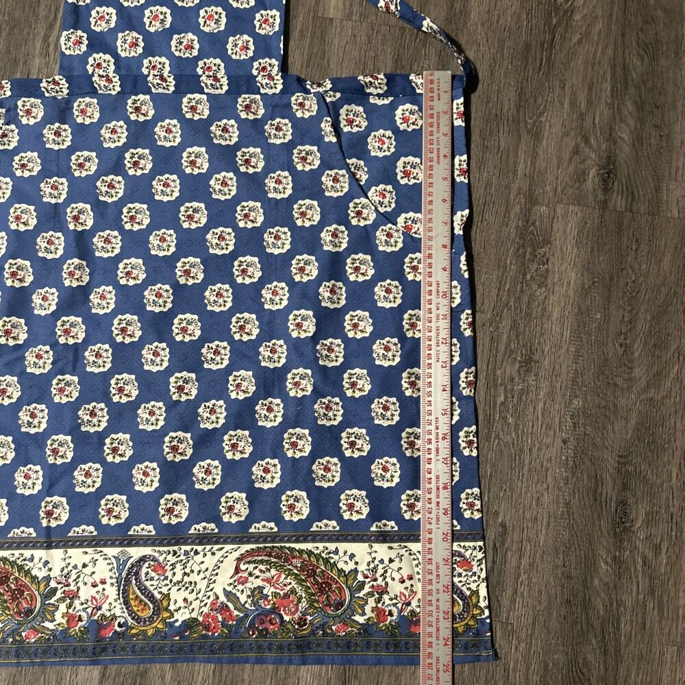 Williams Sonoma Cotton Apron W/Pockets Beautiful Multicolor Floral & Paisley - Picture 7 of 8